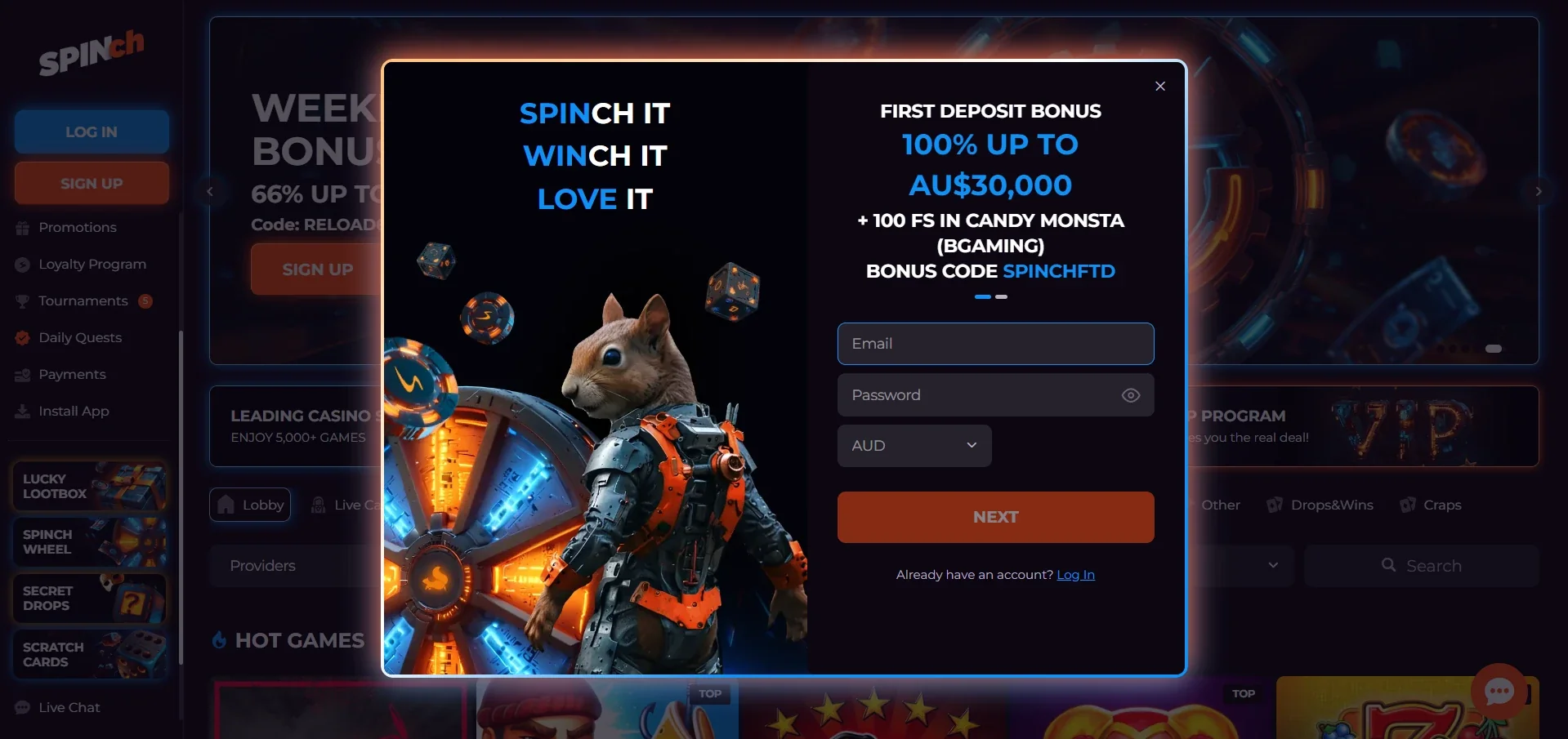 Spinch Casino sign up